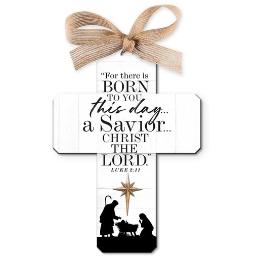 [12688L] Ornament Cross Saviour MDF