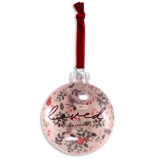 [12347L] Ornament Loved Floral Half-Dome Glass