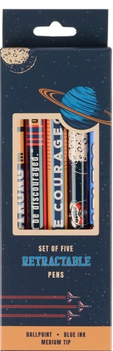 [PEN392] Pen Set 5Pc Be Strong Courageous Blue Space