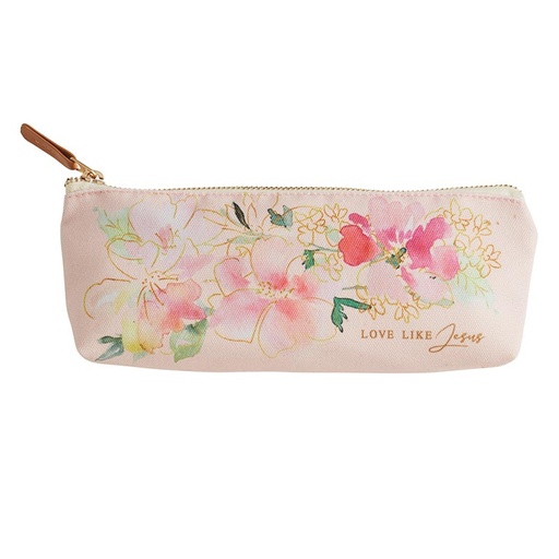 [P7373F] Pencil Pouch Love Like Jesus Pink Canvas