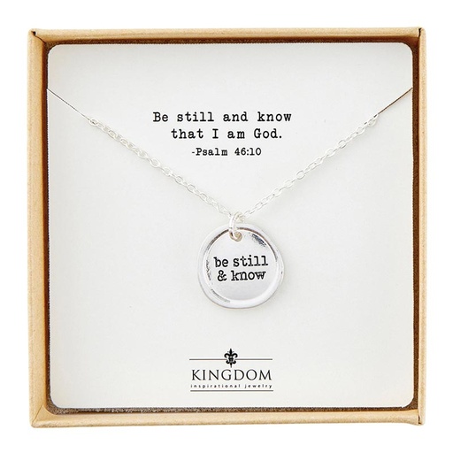 [P7382] Pendant Stamp Be Still Silver Plated w/Box