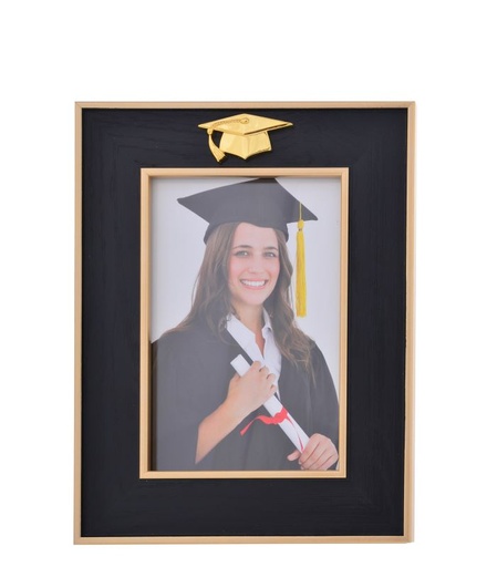 [21094LO] Photo Frame Graduation Black Golden Hat