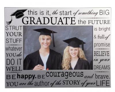 [86087LO] Photo Frame Graduation Words Silver