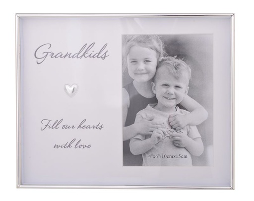 [26309LO] Photo Frame Grandkids Silver Love Heart