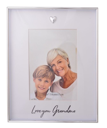 [26303LO] Photo Frame Grandma Silver Love Heart