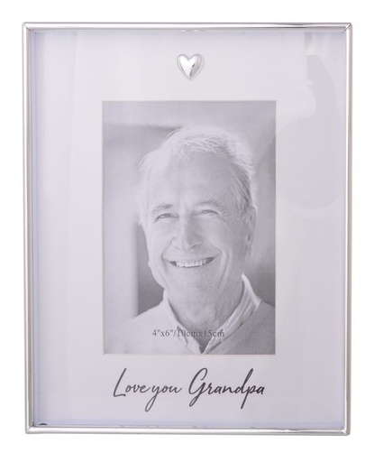 [26302LO] Photo Frame Grandpa Silver Love Heart