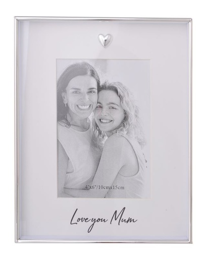 [26305LO] Photo Frame Mum Silver Love Heart