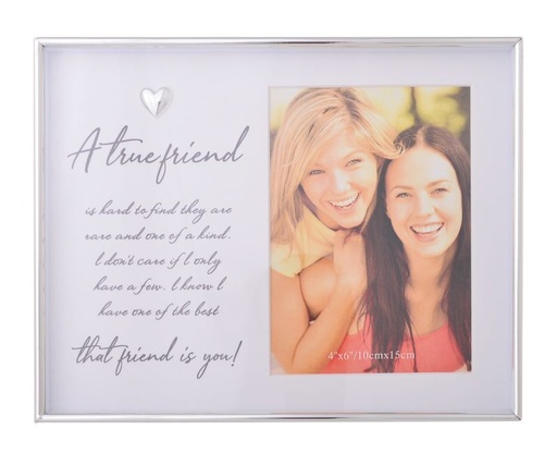 [26306LO] Photo Frame True Friend Silver Love Heart