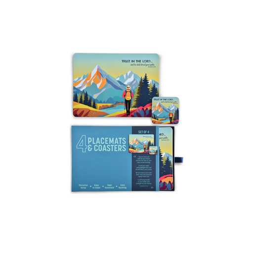 [PM1NB] Placemat & Coaster Set Trust In The Lord 4Pc