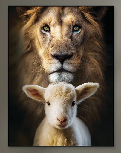 [ART0856] Printed Art Lion & Lamb