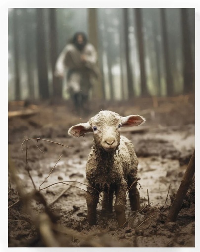 [HFA0119] Tabletop Décor Jesus Running After A Lost Lamb
