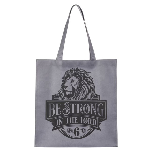 [TOT196] Tote Bag Be Strong Lion Grey Canvas