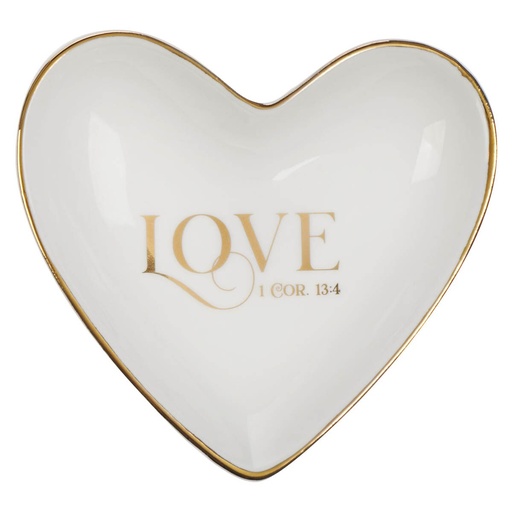 [GLT040] Trinket Tray Love Heart White Ceramic 