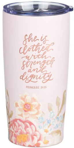 [SMUG299] Tumbler Strength & Dignity Pink Floral SS (01/25)