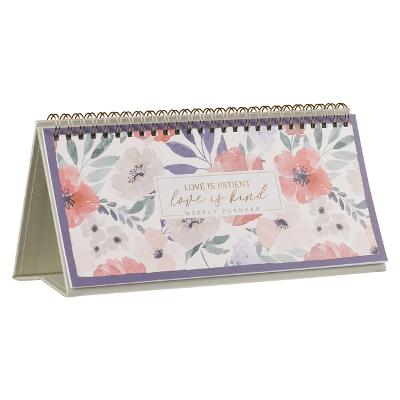 [CALS226] Undated Weekly Calendar Love Is Patient Coral Floral