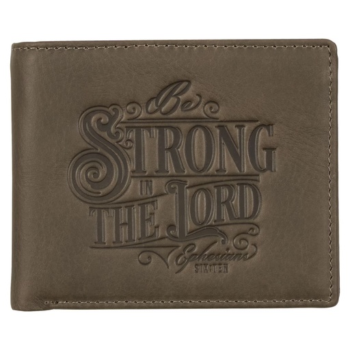 [WT213] Wallet Be Strong In The Lord Charcoal Brown Genuine Leather