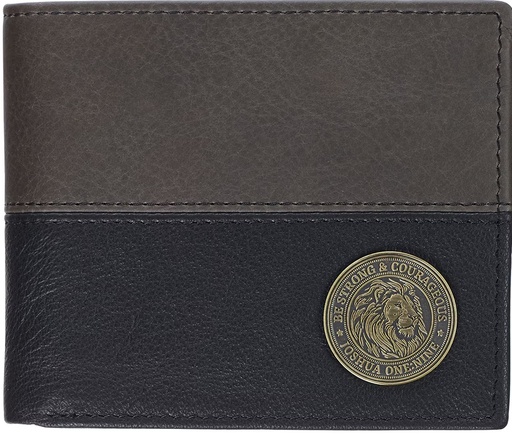 [WT219] Wallet Lion Be Strong Black Brown Leather (01/25)