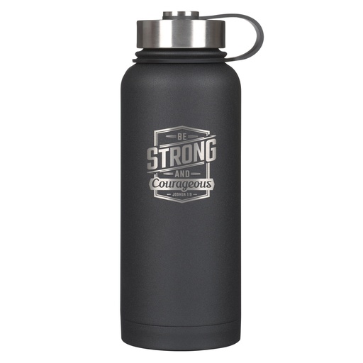 [FLS115] Water Bottle Be Strong and Courageous Black SS