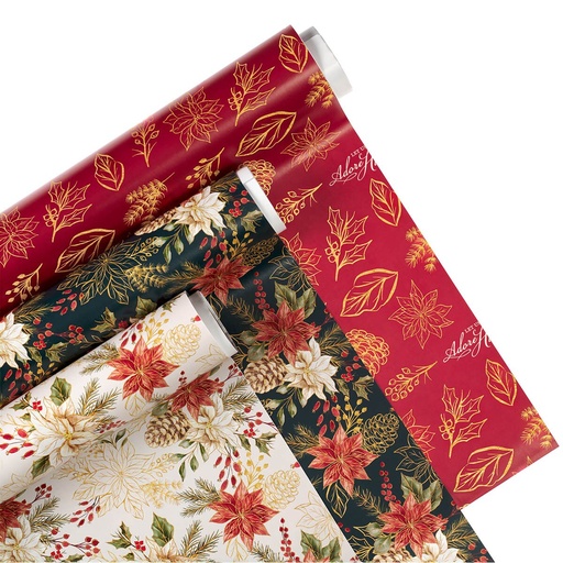 [PTW020] Wrapping Paper Set 3pc Traditional Christmas 