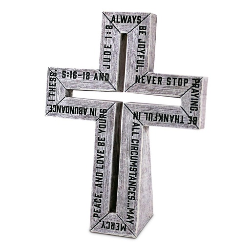 [11317L] Tabletop Cross Always Be Joyful Rustic (04/25)