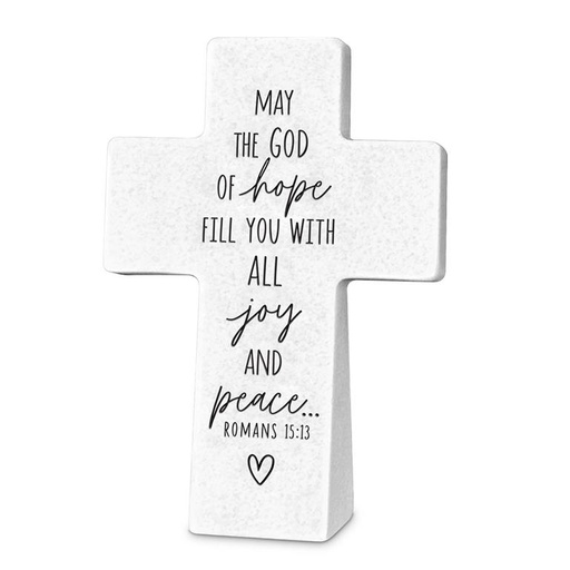 [11407L] Tabletop Cross May the God of Hope White Resin (04/25) 