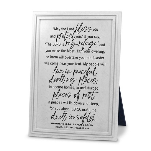 [45061L] Plaque God Bless Our Home White Resin (04/25)