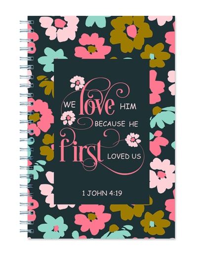 [SEWH5698-WM] Journal We Love Because He First Loved Us Wire-O-Hardcover (08/25)