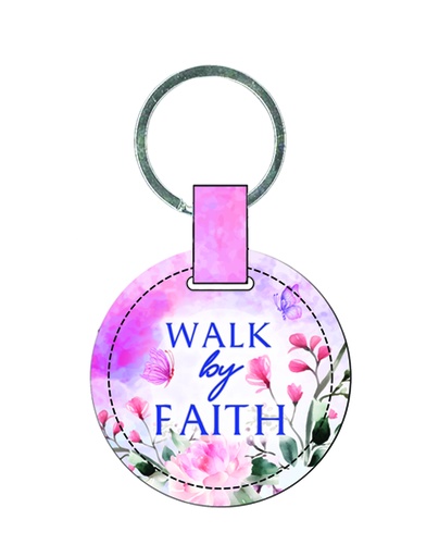 [SELKC5964-WM] Keyring Round Walk By Faith Pink Luxleather (08/25)