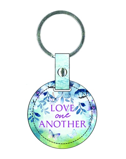 [SELKC5967-WM] Keyring Round Love One Another Floral Luxleather (08/25)
