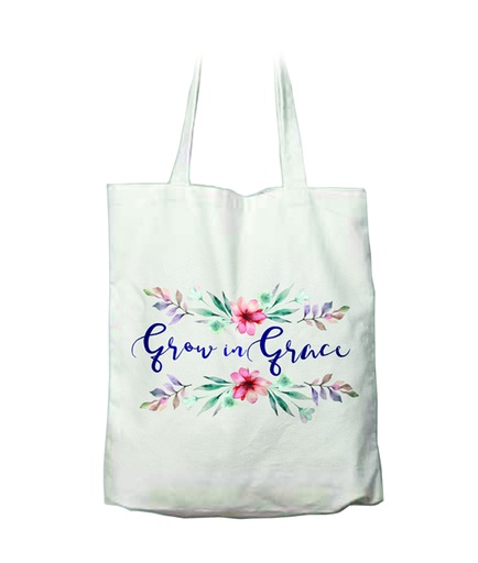 [GECB5232-WM] Tote Bag Grow In Grace White Canvas (08/25)