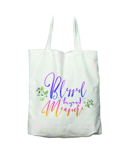 [GECB5233-WM] Tote Bag Blessed Beyond Measure White Canvas (08/25)