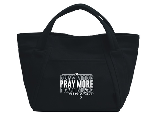 [GECB5238-WM] Canvas Bag Pray More Worry Less Black (08/25)