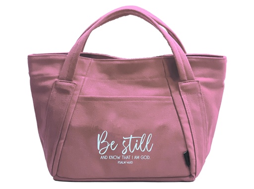 [GECB5241-WM] Canvas Bag Be Still and Know That I Am God Pink (08/25)