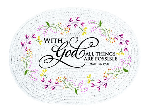 [GEDM5302-WM] Dining Mat With God All Things Are Possible White (08/25)