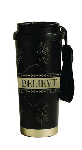 [GEWB5516-WM] Tumbler Mug Tall Believe Black