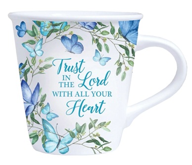 [GEMG5978-WM] Mug Trust In The Lord Blue Floral Butterfly 