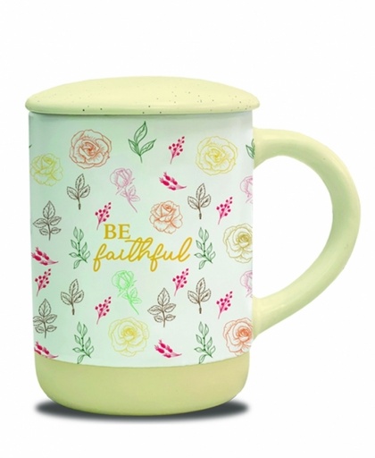[GEMG5988-WM] Cover Mug Be Faithful Yellow Floral 