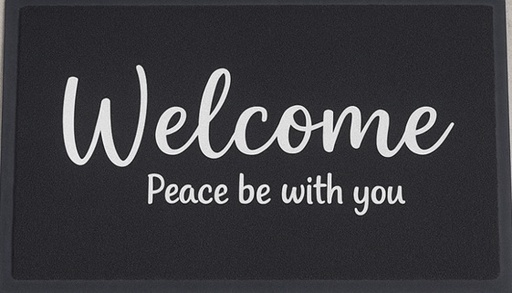 [HEFM5154-WM] Floor Mat Welcome Peace Be With You Charcoal (08/25)