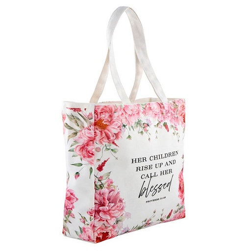 [R1890F] Canvas Tote Her Children Rise Up Pink Floral (05/25)