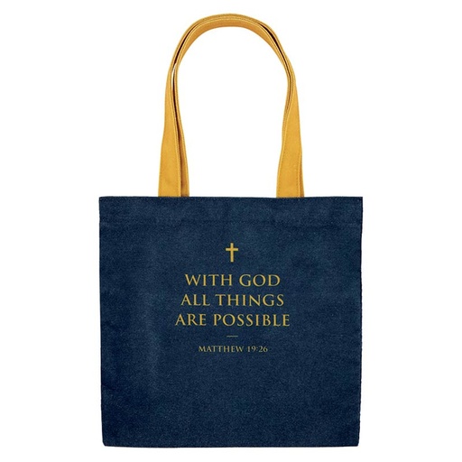 [R1897F] Canvas Tote With God All Things Are Possible Navy (05/25)