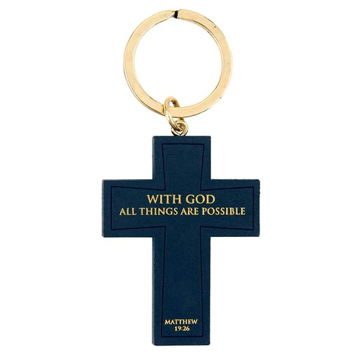 [R1900F] Keychain With God All Things Are Possible Navy