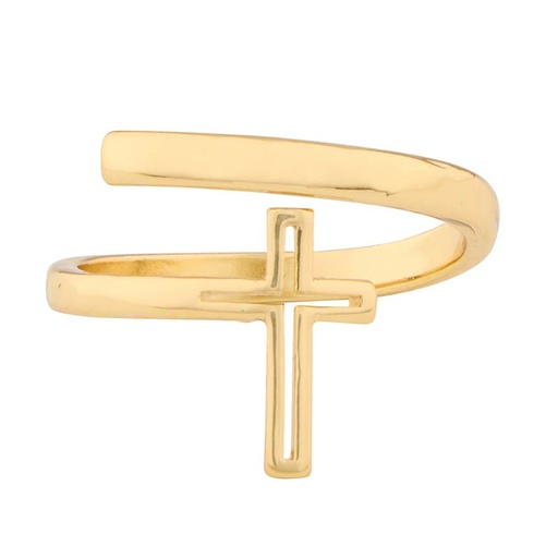[R1923SINGLE] Ring Cutout Cross Gold Plated Size 5-9 Adjustable SINGLE