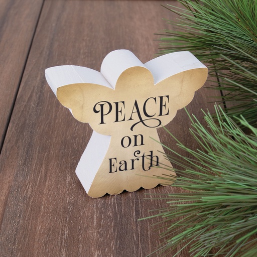 [SHP0163] Shape Sign Angel Peace On Earth Wood