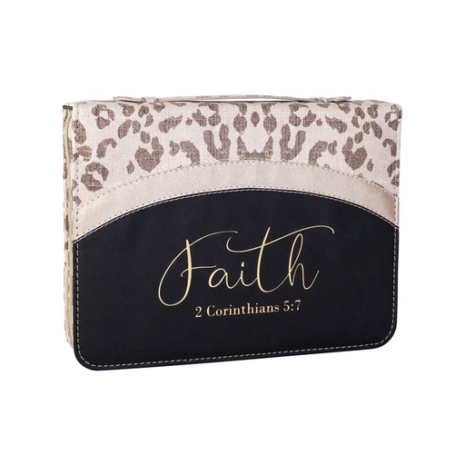 [32612D] Bible Case Large Faith 2 Cor 5:7 Black Leopard (05/25)
